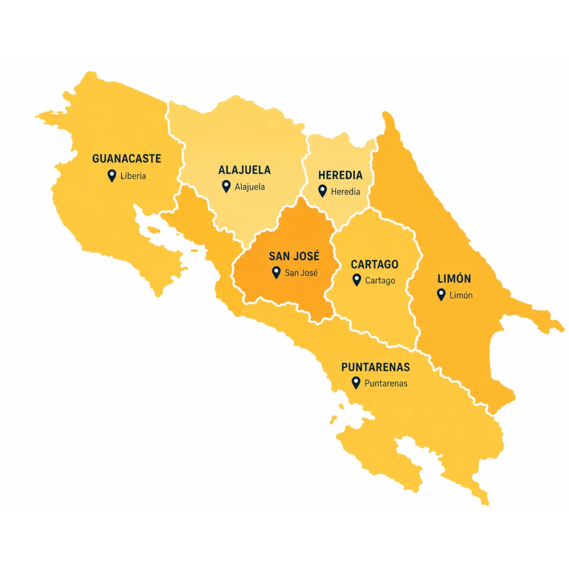 Mapa de cobertura en Costa Rica